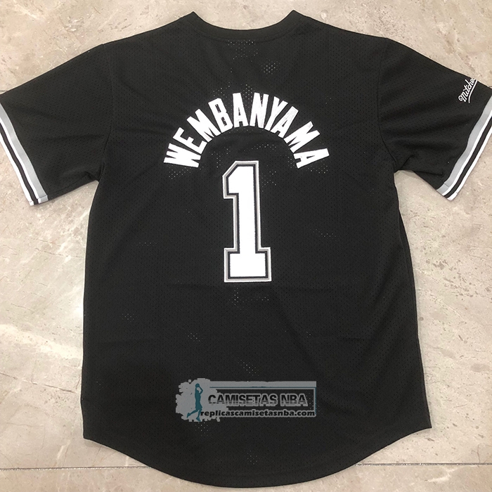 Camiseta Manga Corta San Antonio Spurs Victor Wembanyama NO 1 Negro
